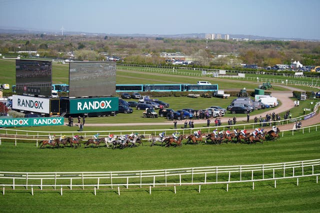 Runners and riders during the Randox Grand National (Peter Byrne/PA)