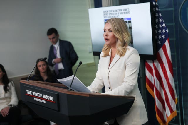 <p>White House press secretary Karoline Leavitt speaks at a press briefing. The White House is now refusing to distribute pool reports it doesn’t like</p>