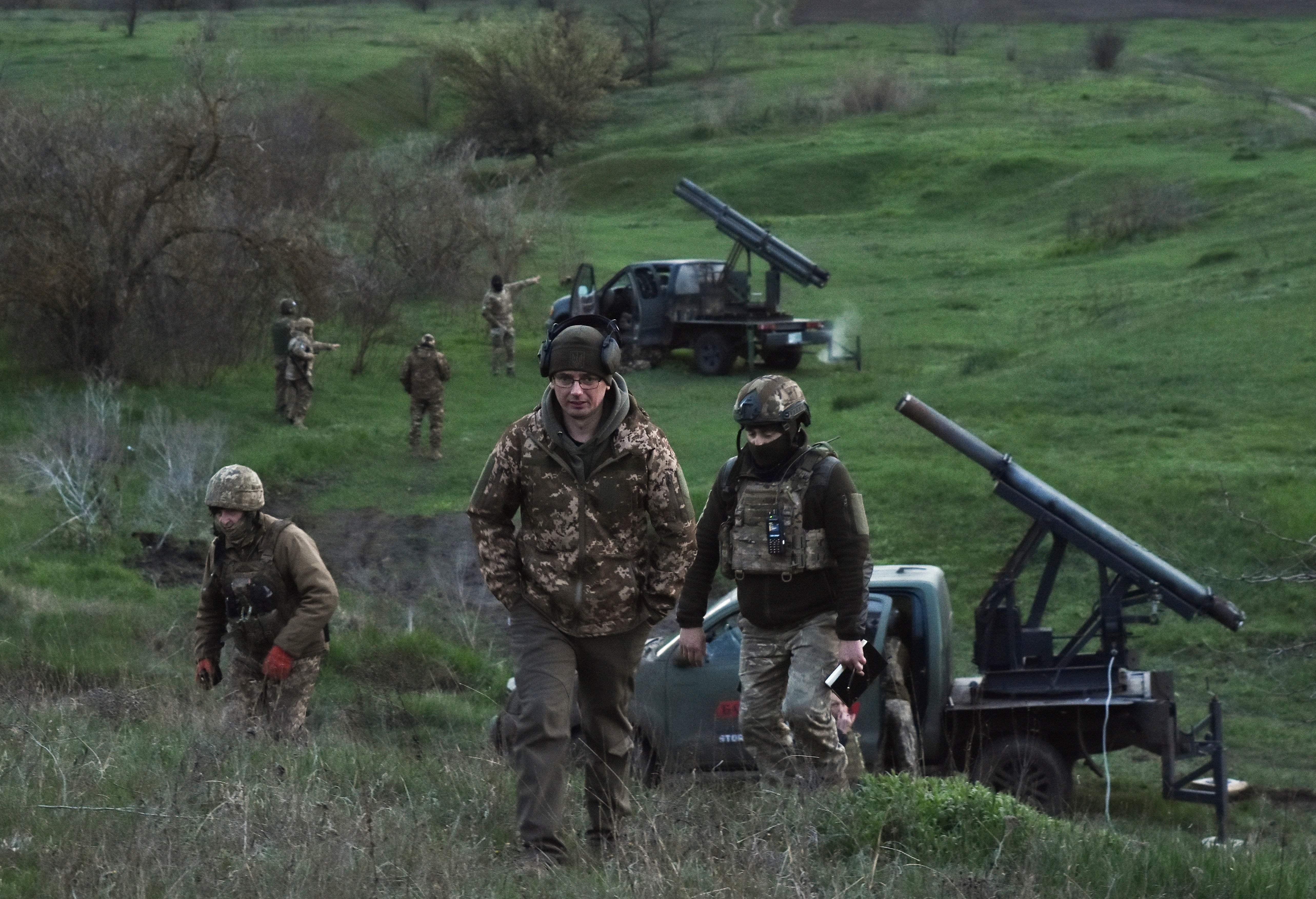 A handout photo of Ukrainian fighters from the Zaporizhzhia region on Tuesday
