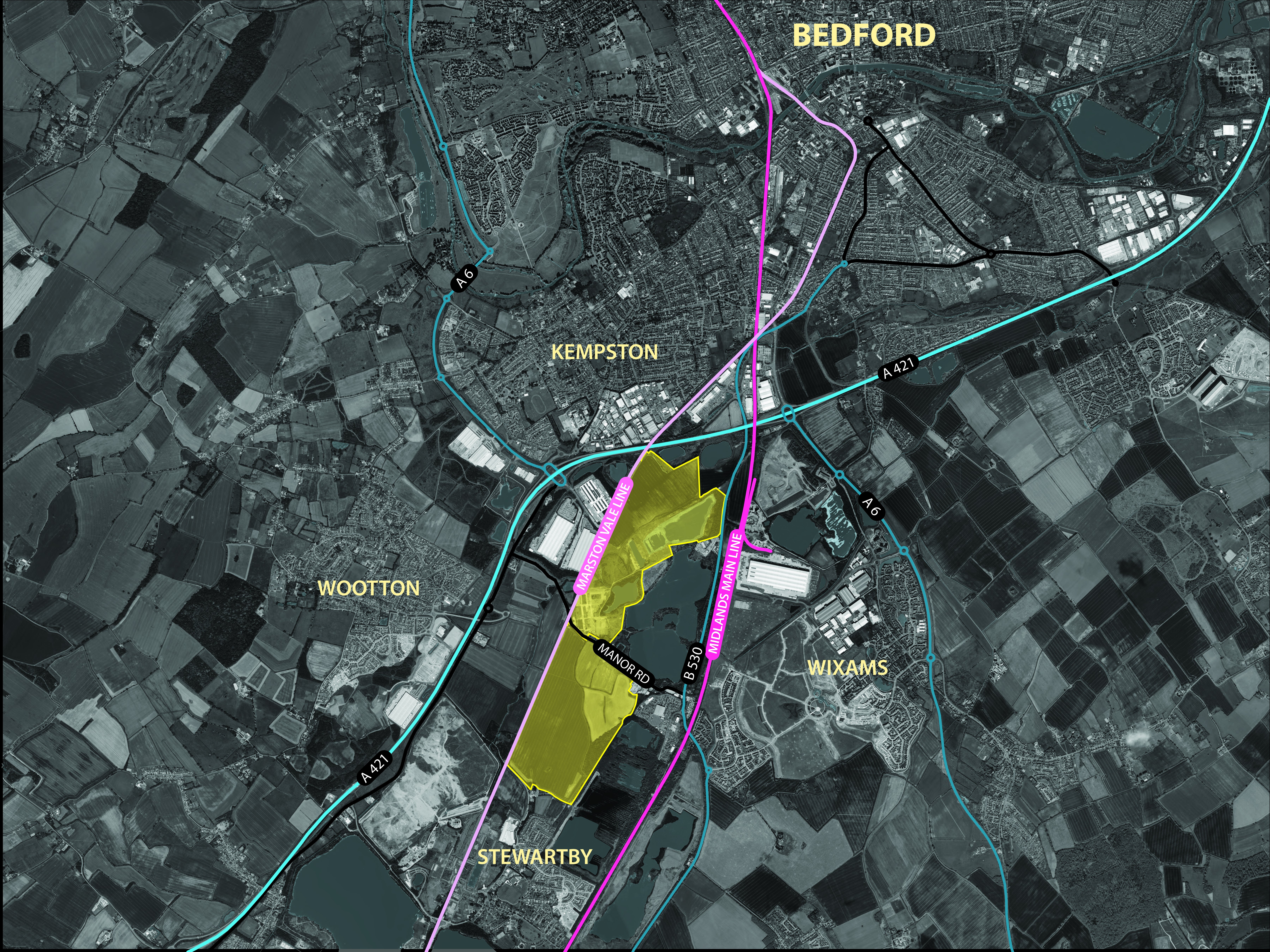 Map of the land purchased by Universal in Bedford