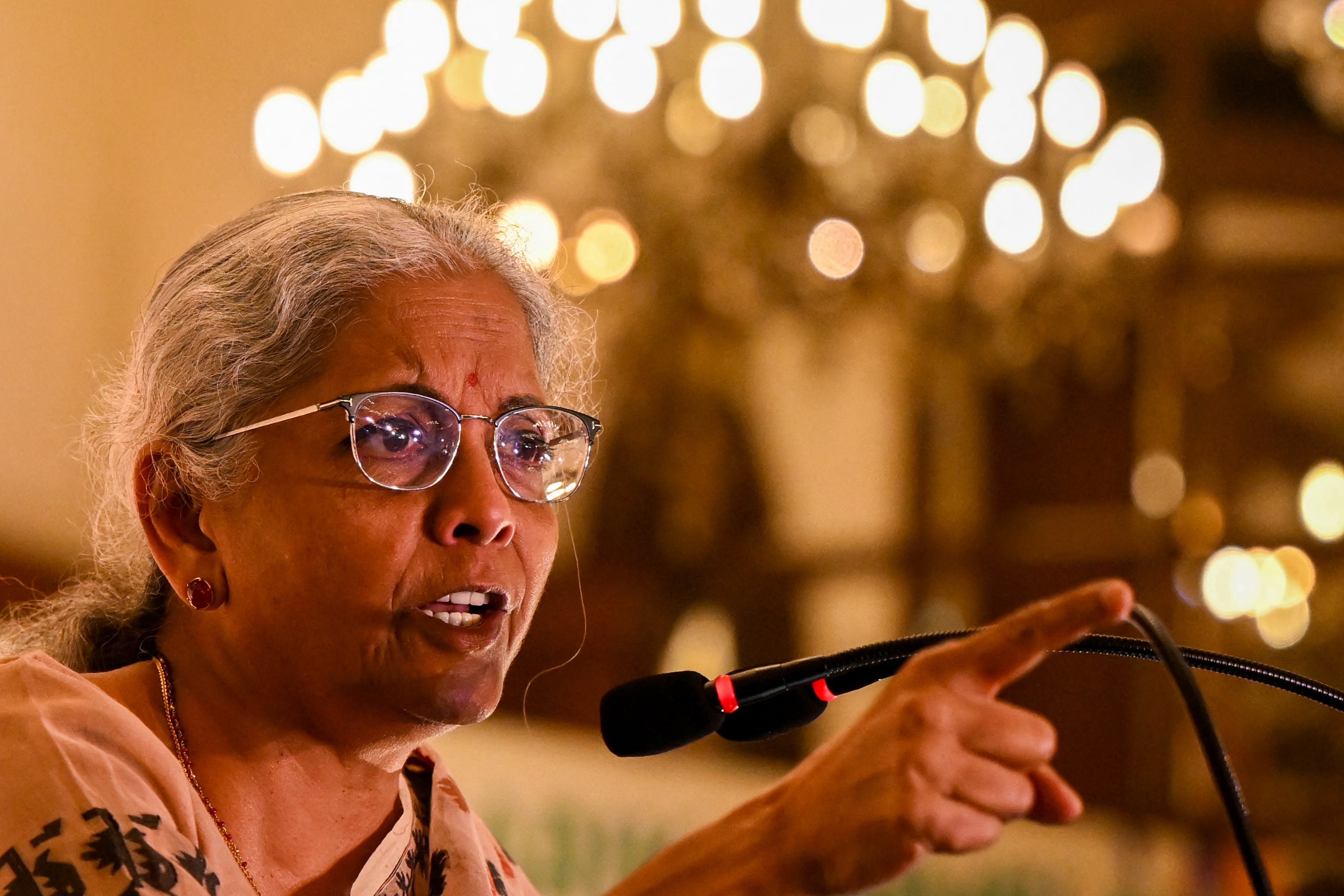 <p>File. Nirmala Sitharaman at a press conference in Kolkata on 16 May 2024</p>