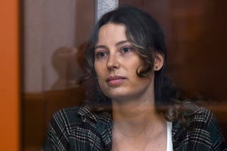 KNIA Karelina, also called Khavana in a glass cage in a court room in Jotherburg, Russia