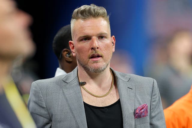 <p>Pat McAfee is seen on the field prior to the game between the Ohio State Buckeyes and the Georgia Bulldogs in the Chick-fil-A Peach Bowl at Mercedes-Benz Stadium on December 31, 2022 in Atlanta, Georgia</p>
