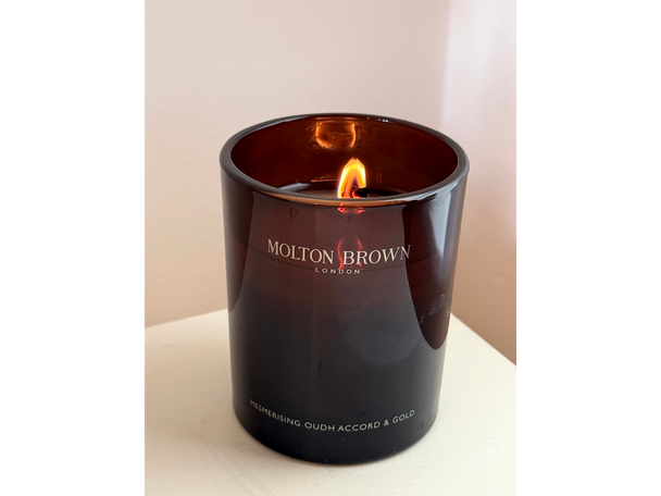 Molton Brown testing pics for best scented candles review indybest