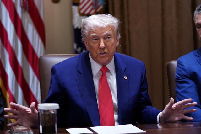 <p>President Donald Trump attends a cabinet meeting at the White House  Thursday the day after he caught the world – and most of his administration – off guard withhis sudden announcement that he would temporarily pause his tariffs</p>