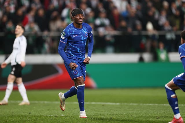<p>Chelsea took full control of the Europa Conference League clash after two goals from Noni Madueke</p>