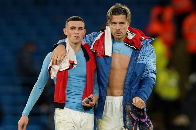 <p>Manchester City’s Phil Foden and Jack Grealish were both the victim of poor fan behaviour after last weekend’s derby</p>