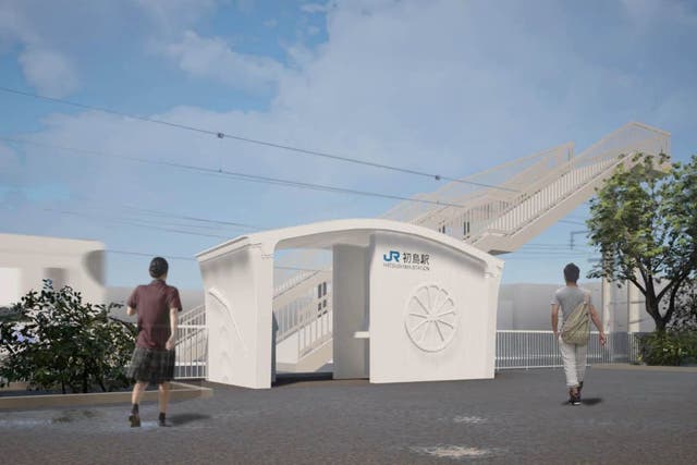 <p>Rendering of the completed new station building at the JR Hatsushima Station on the Kisei Line.</p>