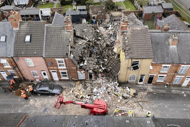 <p>Aerial view of the scene on John Street in Worksop (Danny Lawson/PA)</p>