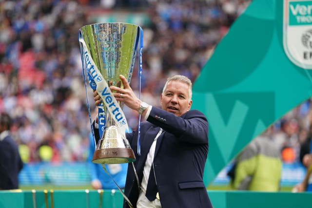Darren Ferguson’s Peterborough won the Vertu Trophy at Wembley (Bradley Collyer/PA)