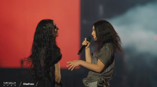 <p>Charli XCX (left) and Lorde perform at Coachella</p>