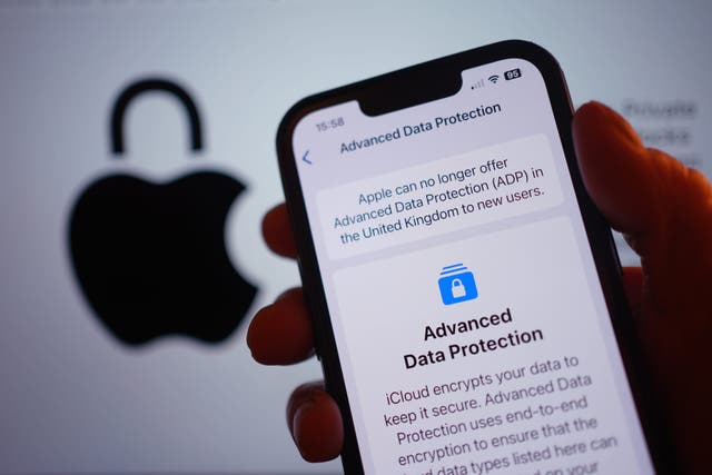 A message on an iPhone saying that Apple can no longer offer Advanced Data Protection to its customers in the UK (AP)