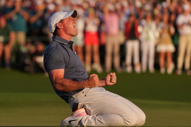 <p>Rory McIlroy let out years of pent-up emotion after finally winning the Masters</p>