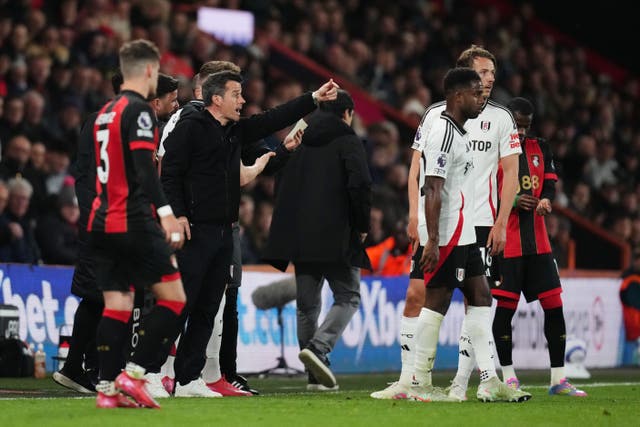 Marco Silva (second left) said Ryan Sessegnon was incorrectly substituted on Monday night (John Walton/PA)