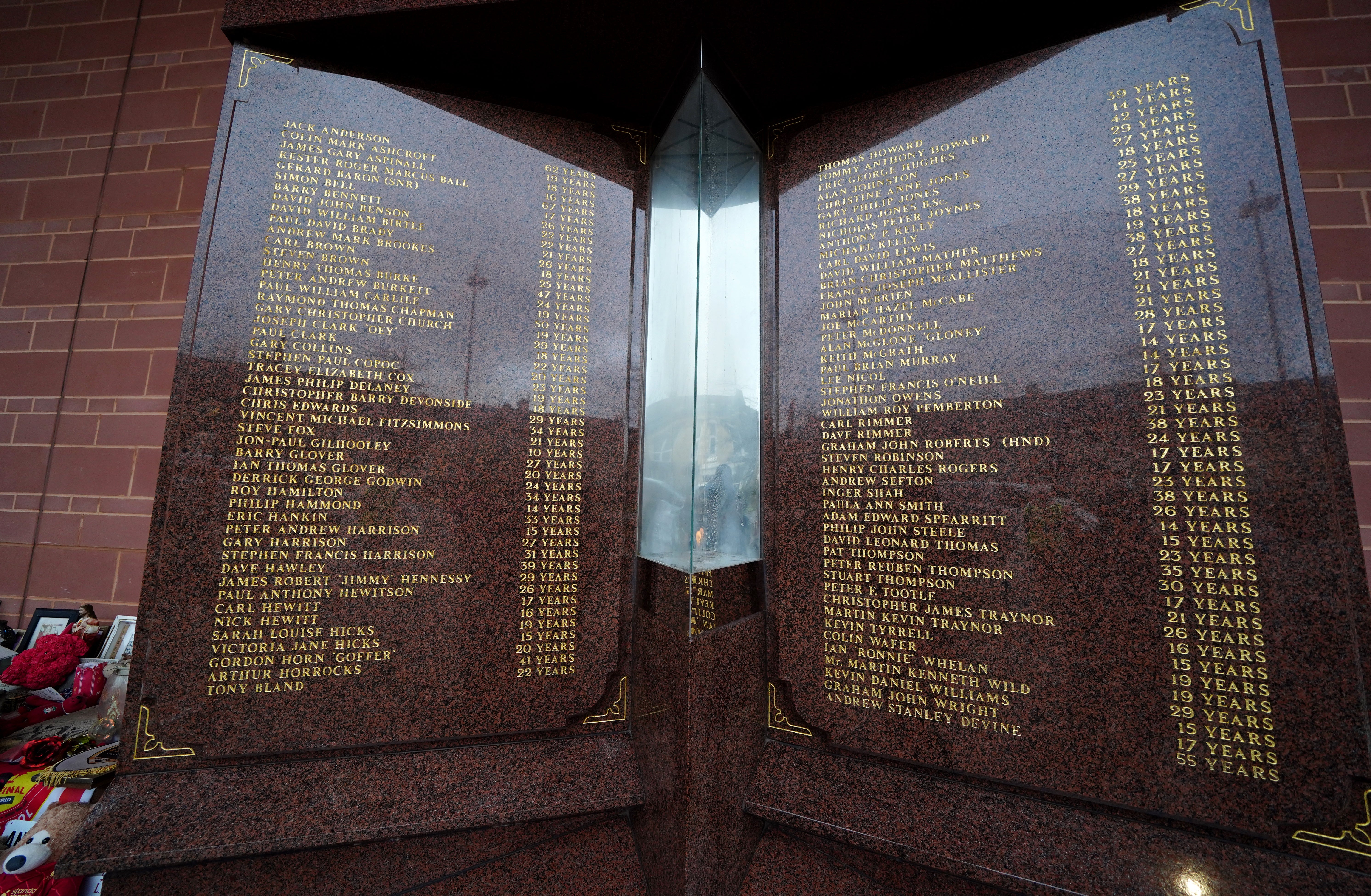 <p>Anfield’s Hillsborough memorial in Liverpool </p>