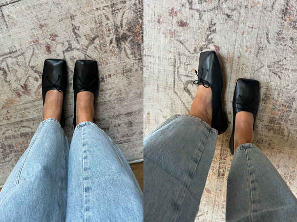 Asos Design lotus premium leather ballets in black 