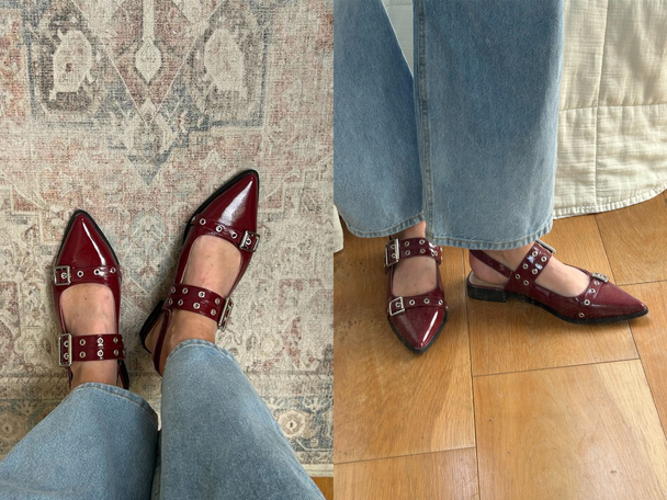 New Look burgundy Mary Jane buckle ballerinas 