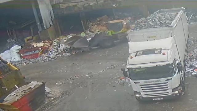 <p>Workman ‘lucky to be alive’ after being run over by truck at waste site on first day.</p>