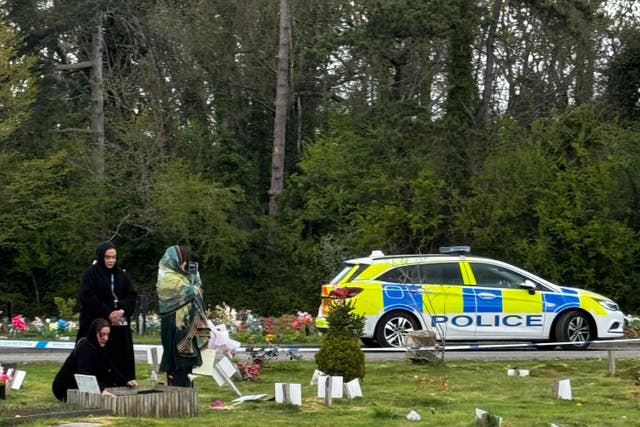 Plaques at the cemetery were broken and snapped in the incident (Wadi Funeralcare/PA)