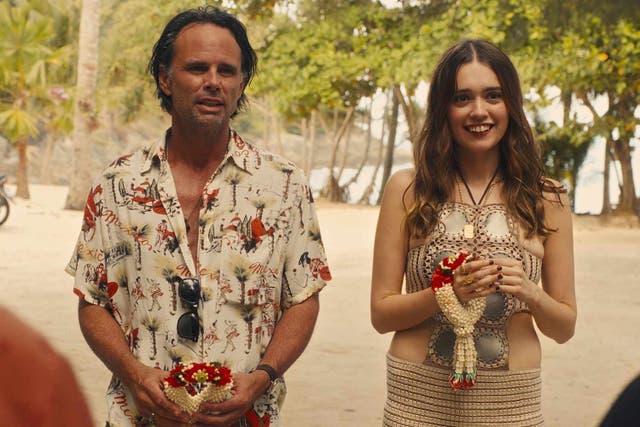 <p>Walton Goggins and Aimee Lou Wood in ‘The White Lotus’</p>