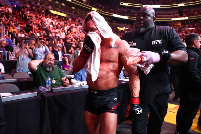 <p>Michael Chandler after his emphatic defeat by Paddy Pimblett</p>