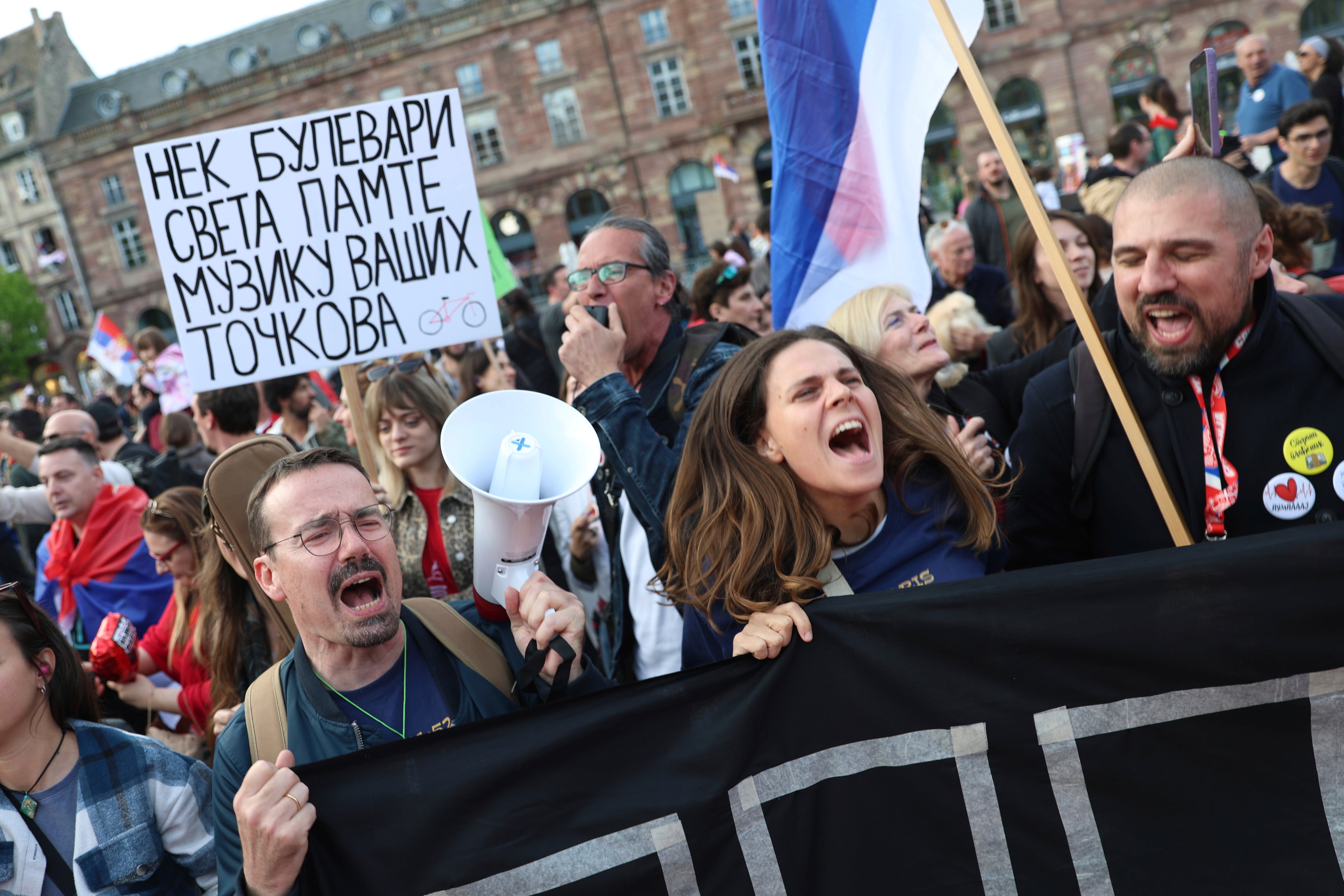 France Serbia Protests