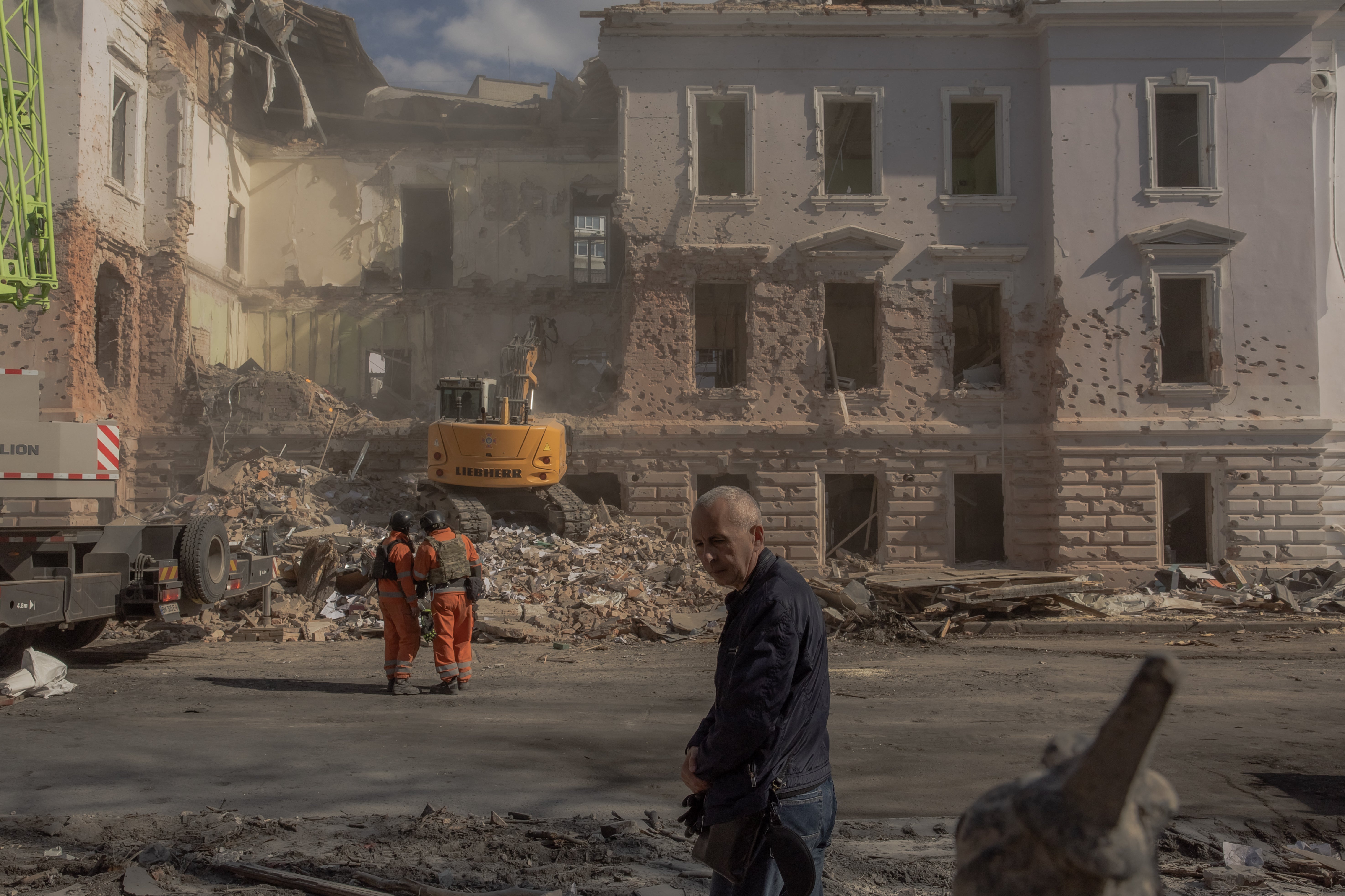 Rescuers work after previous Sumy attack