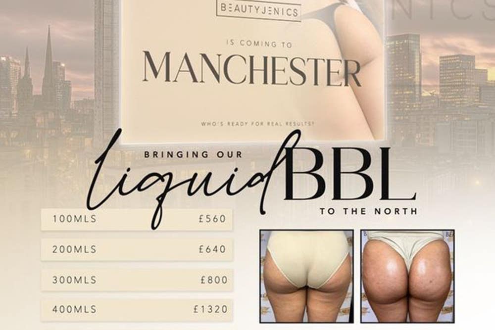 Ads for six providers of liquid Brazilian butt lifts have been banned for trivialising the risks of the procedures and exploiting women’s insecurities around body image (ASA/PA)