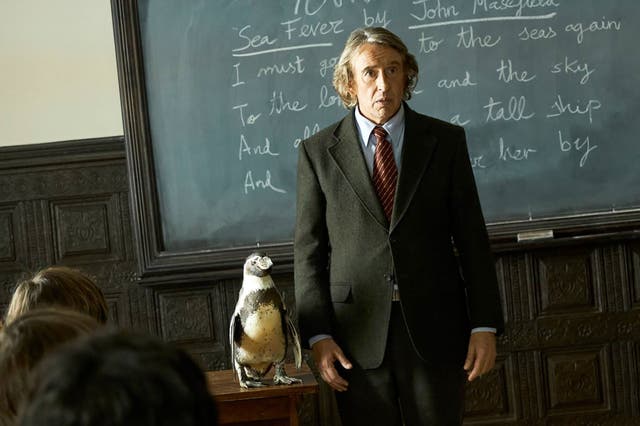<p>Steve Coogan (and penguin) in his new film ‘The Penguin Lessons’</p>