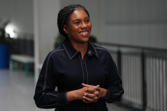 <p>Conservative party leader Kemi Badenoch doing media interviews during a visit to CMR Surgical, Ely Cambridgeshire, whilst on the local election campaign trail. Picture date: Thursday April 17, 2025. PA Photo. See PA story POLITICS Tories. Photo credit should read: Ben Whitley/PA Wire</p>