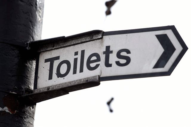 A sign for public toilets in London(Lauren Hurley/PA)