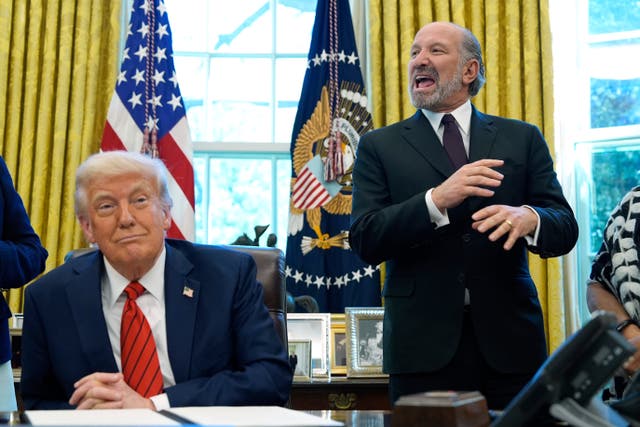 <p>President Donald Trump listens as Commerce Secretary Howard Lutnick speaks in the Oval Office of the White House, Thursday, April 17, 2025, in Washington. (AP Photo/Alex Brandon)</p>