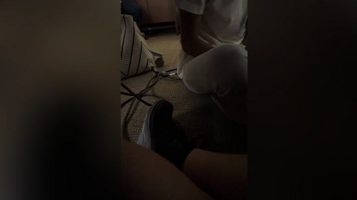 <p>Petrified FSU students take shelter under tables during shooting as alarms sound.</p>