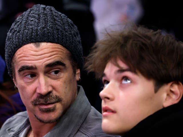 <p>Colin Farrell and his son James</p>