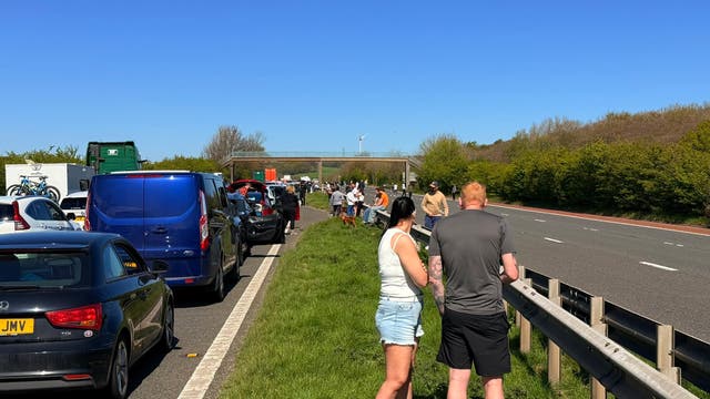 <p>The crash led to the closure of the M6 motorway with many motorists getting out of their vehicles with traffic at a standstill </p>