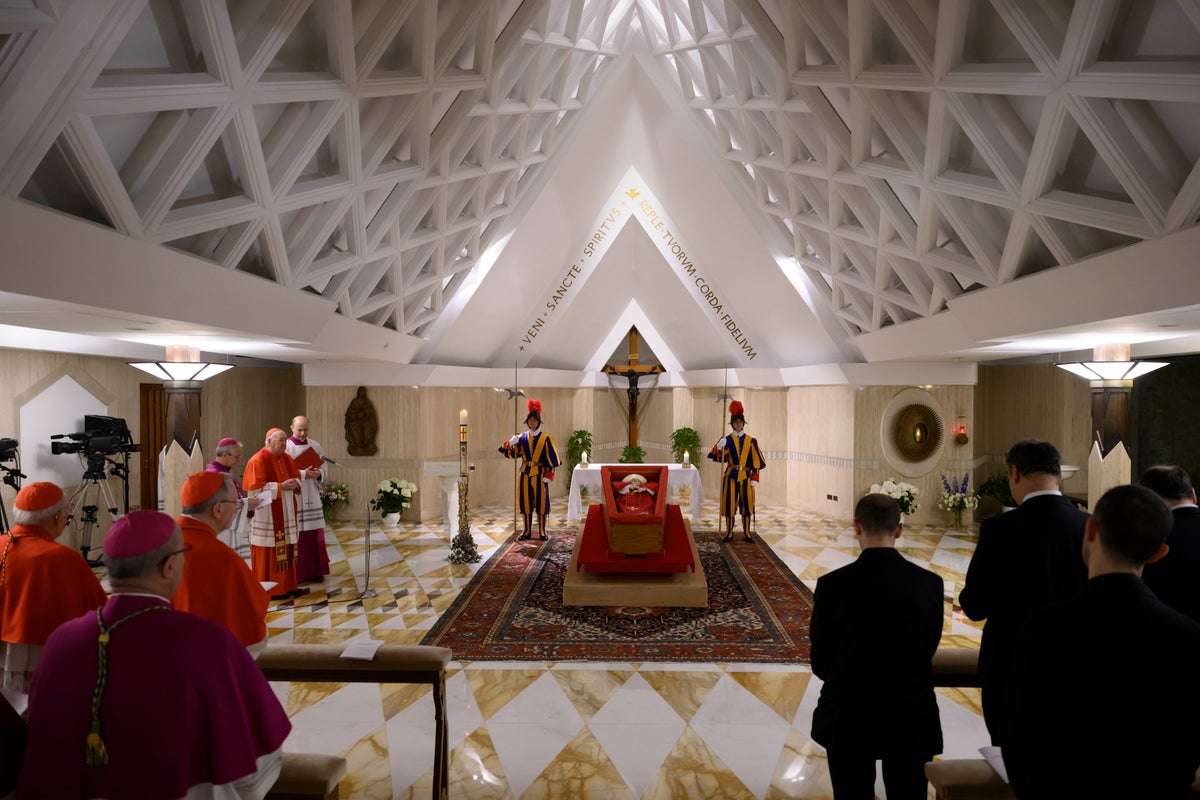 Vatican releases pictures of Pope Francis lying in state ahead of funeral