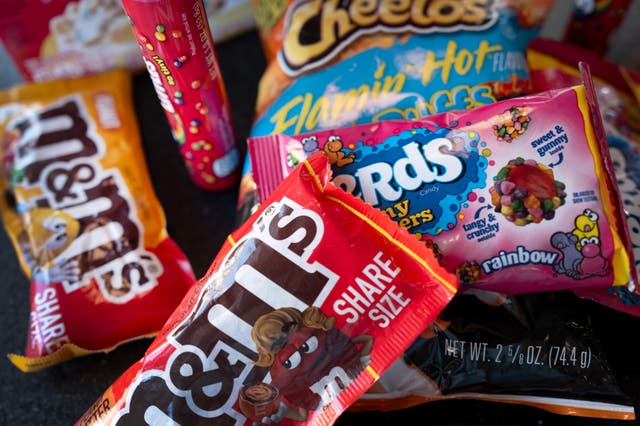 <p>In this photo illustration, snacks and candies that are facing being banned in some states are shown on April 19, 2024 in Chicago, Illinois.</p>
