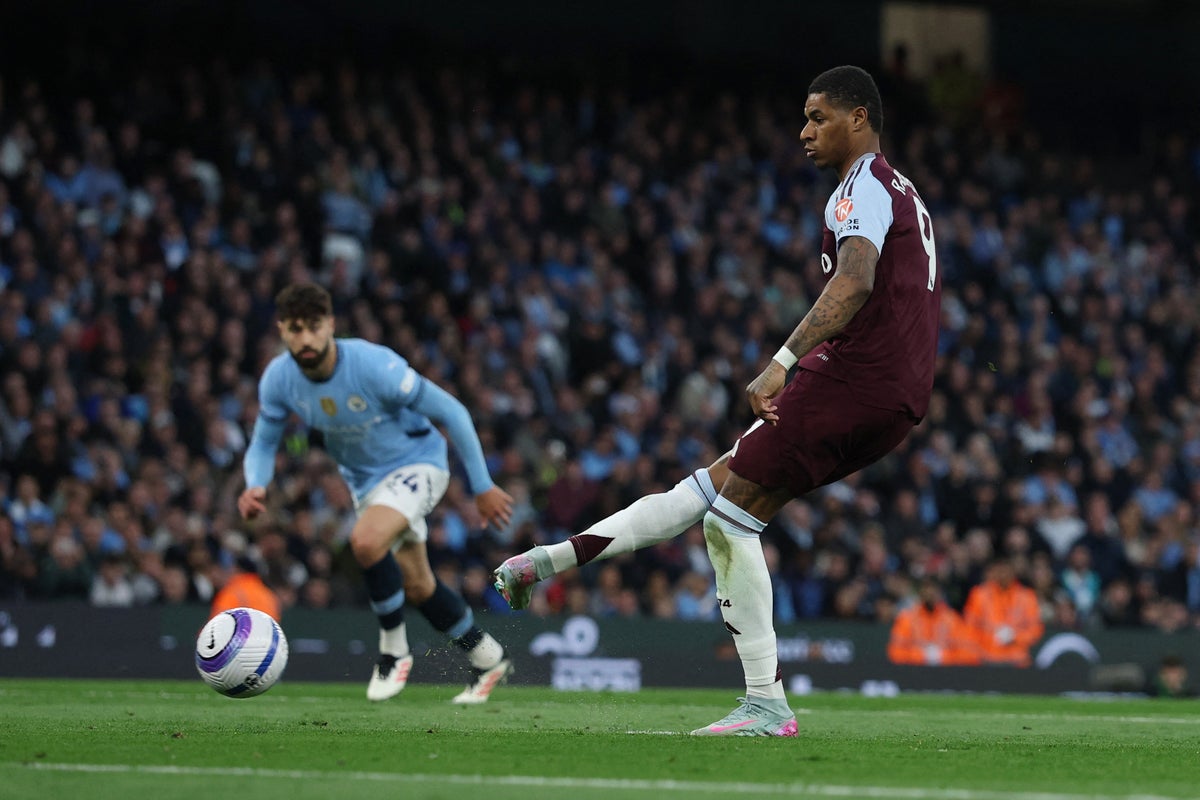 Man City vs Aston Villa LIVE: Marcus Rashford equalises from penalty spot after Bernardo’s opening goal