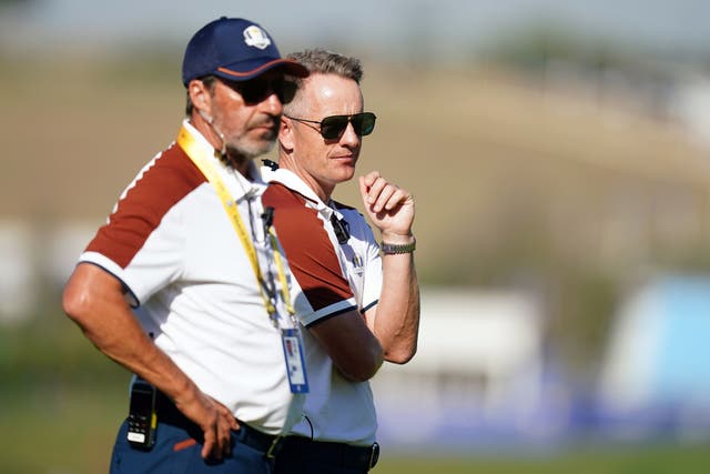 Jose Maria Olazabal, left, will again be part of Luke Donald’s backroom team (Mike Egerton/PA)