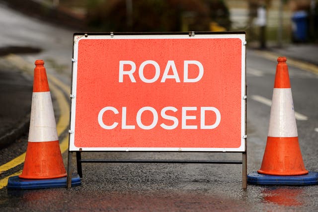 A road closed sign (Andrew Matthews/PA)
