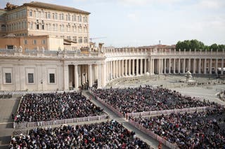 People gather in St Peter's Square