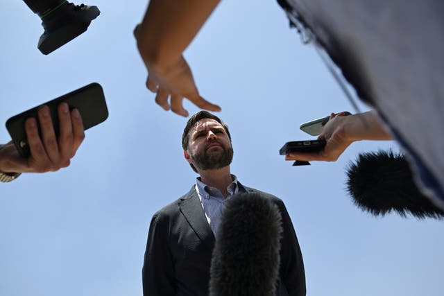 <p>U.S. Vice President JD Vance departs Agra, India en route to Jaipur, India after visiting the Taj Mahal, Wednesday, April 23, 2025. (Kenny Holston/The New York Times via AP, Pool)</p>