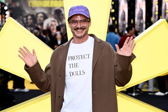 <p>Pedro Pascal wears a 'Protect the Dolls' t-shirt to the Thunderbolts premiere</p>