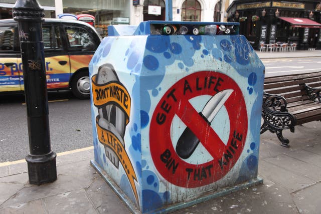 The number of knife-enabled homicides in England and Wales has fallen by 16% (Ros Drinkwater/Alamy/PA)