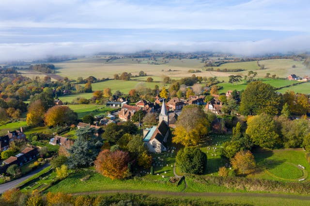 <p>An aerial view of the village of Pluckley</p>