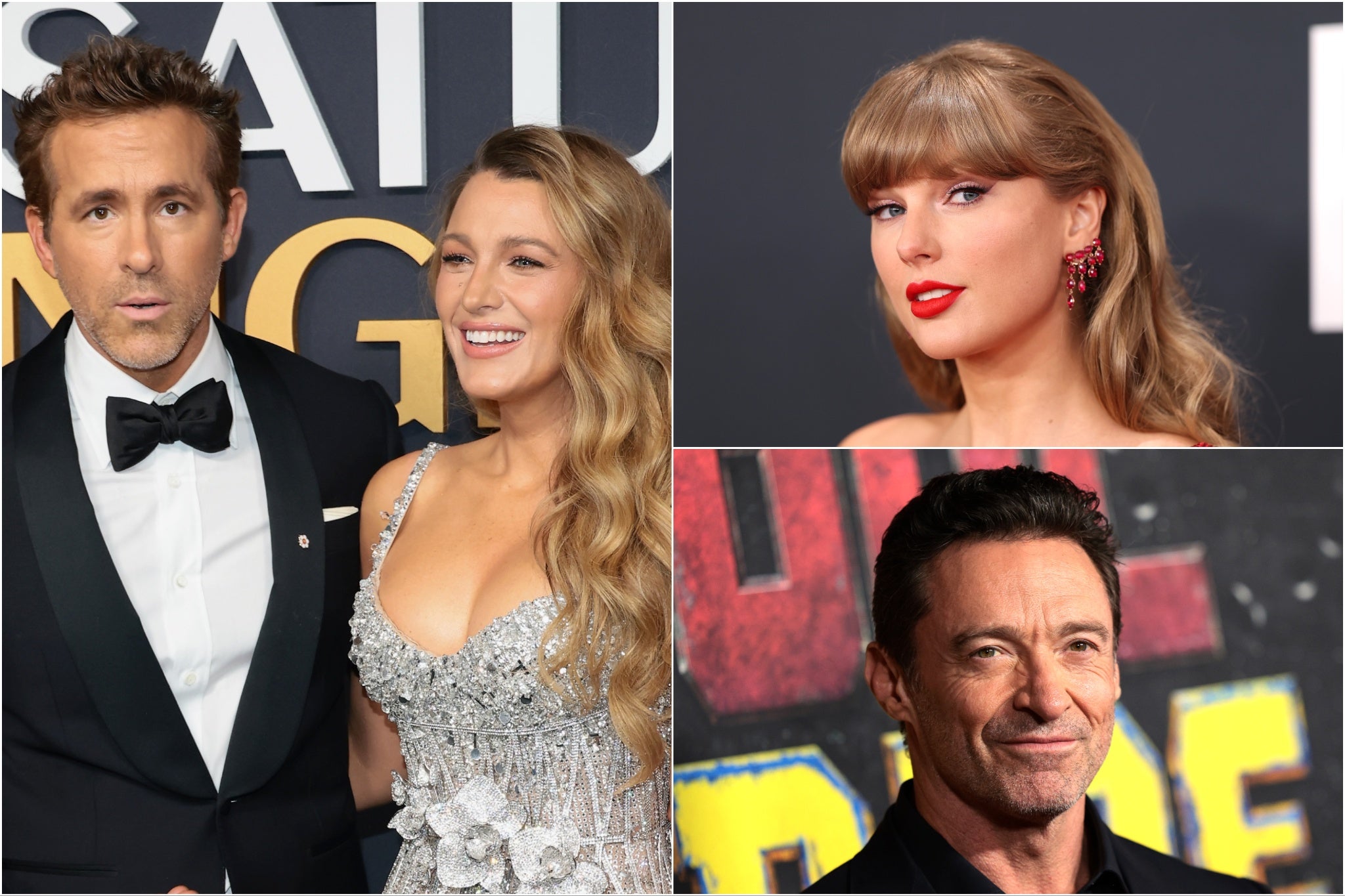 Taylor Swift (top right) and Hugh Jackman (bottom left) may be sucked in to Blake Lively’s legal batle with Justin Baldoni (not pictured), according to reports