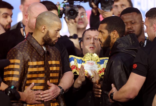 <p>Chris Eubank Jr (left) and Conor Benn at their final press conference</p>