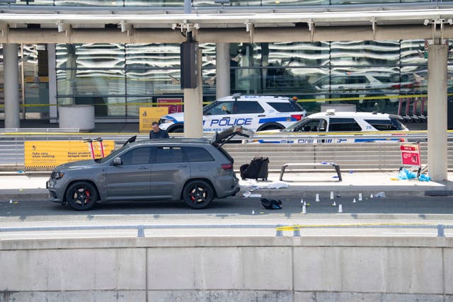 <p>Police at Toronto airport Thursday morning.</p>