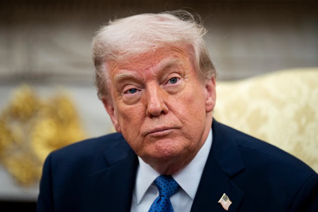 <p>President Donald Trump during a meeting with Norway's prime minister Jonas Gahr Store, not pictured, in the Oval Office of the White House in Washington, DC</p>