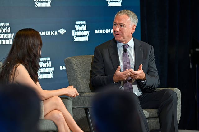 <p>Citadel CEO Ken Griffin spoke about Donald Trump's damage to America's brand on Thursday, April 24, 2025 at a Semafor event in Washington, D.C.</p>
